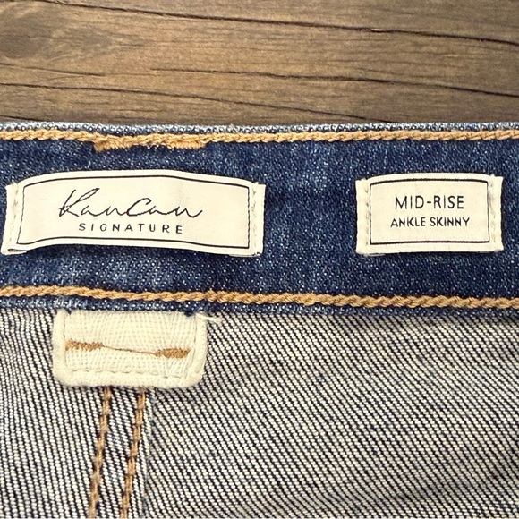 KanCan Signature Mid Rise Ankle Skinny Distressed Medium Wash Raw Hem 24 - Picture 2 of 16